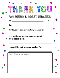 Colorful worksheet for Teacher Appreciation